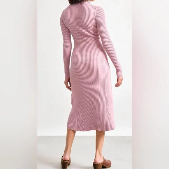 Pink Ribbed Maternity Dress - Picture 4 of 5